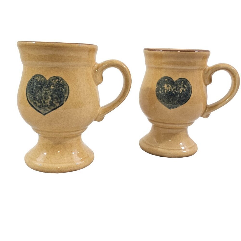 Pfaltzgraff America MAFA Folk Art Pedestal 9 Oz Footed Stoneware Mug – Set of 2